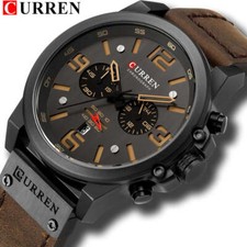 Herren Mode Leder Quarz Uhr