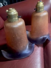 Paar antike Jugendstil Vianne Glas Lampenschirme