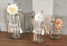 Glasvase Happy Spring Vintage, Klarglas Vase, H: 13-20 cm, 3er Set - Glas Vase