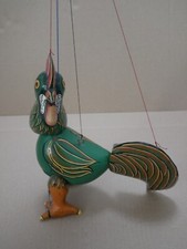 Alte Marionette Hahn Huhn aus Holz - Handarbeit / von Hand bemalt ca. 30 cm