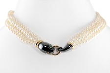 Cartier vintage Panthere Perlenkette Gold Silverium Smaragd Perlen [BRORS 20292]