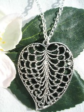 HALSKETTE BLATT LINDE SILBER ANHÄNGER KETTE HERBST DAMEN NATUR WINTER groß BAUM