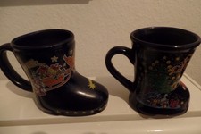 2 Glühweintassen Stiefel Keramik Weihnachten Weihnachtsmärkte