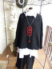 5318 Barbara Speer Strickpullover, Merinowolle schwarz Rollbündchen Größe: M/L