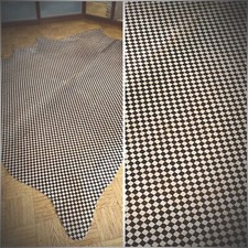 Designer Vichy Kuhfell Teppich Fell Tagesdecke Kariert 215x160 cm Echtfell
