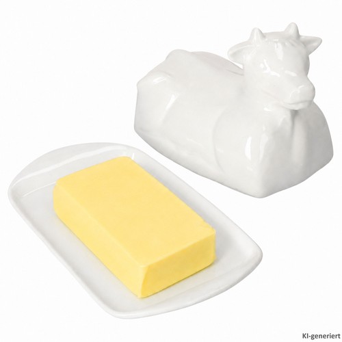 Butterdose kuh aus - butterdose, porzellan