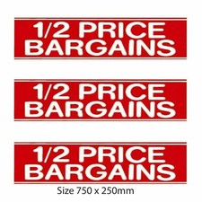 1 X 1/2 PREISSCHNÄPPCHEN FENSTER POSTER BANNER FÜR LADENGESCHÄFT. GRÖSSE 75 CM X 25 CM 