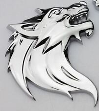 3D Metall Wolf Wolfkopf Chrom