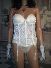 Herrliche Vintage Sissy Straps Mieder Corsage Gr 80 A ivory Korsage neu (lg3)