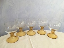 5er Set Weinglas, Weinrömer, gelber Trompetenfuß, selten - Vintage