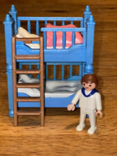 Playmobil blaues Etagenbett mit Leiter und Kind 5300 5305 Nostalgie Villa 1989