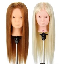 Makeup 22" 26" 100% Echtes Haar Übungskopf Friseurkopf Puppenkopf Tischklemme DE