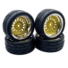 1/10 RC Rennrad Räder Reifen BBS Style Gold für Tamiya TT02 TT01 E 6mm 9mm Offset