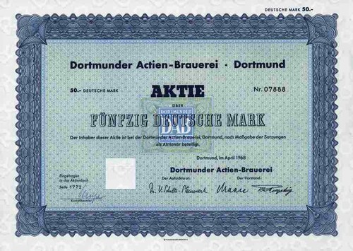 Dortmunder actien brauerei - actien,