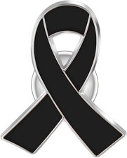 Schleife Pin - Anstecker schwarz - Solidarität Ansteck-Pin schwarze Schleife