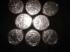 8 x 1  Unze je 1 Dollar Silver Eagle 2023 in Kapsel