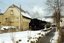 3 Original Dias DDR  Reichsbahn 86 1001 Crottendorf 1985