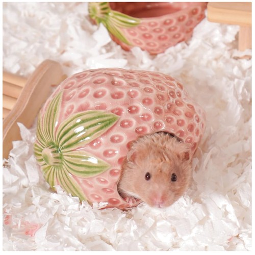 Keramik hamster haus - keramik, erdbeere