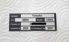 Typenschild Motorrad, Roller