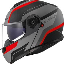 Motorradhelm Helm LS2 FF908 STROBE 2 MONZA schw-grau-rot Klapphelm mit Sonnenbl.