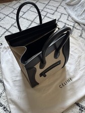 Celine Phantom Luggage Large Tricolor Suede Leder schwarz creme khaki Handtasche