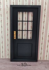 Innen-Tür mit Beschlag 17,5 x 9 cm schwarz Miniatur Puppenhaus, Puppenstube 1:12