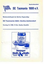 Fussball-Programmheft   68/69   RL    Tasmania 1900 Berlin - Hertha Zehlendorf