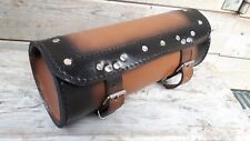 30cm LEDER Lenker Toolbag Werkzeug Roll Tasche Rolle Harley Chopper antik braun