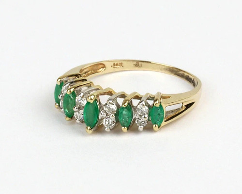 14k gelbgold smaragd diamant - 14k,