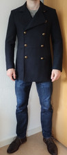 Pea Coat (Zara) S Blau 77% Wolle Tailliert