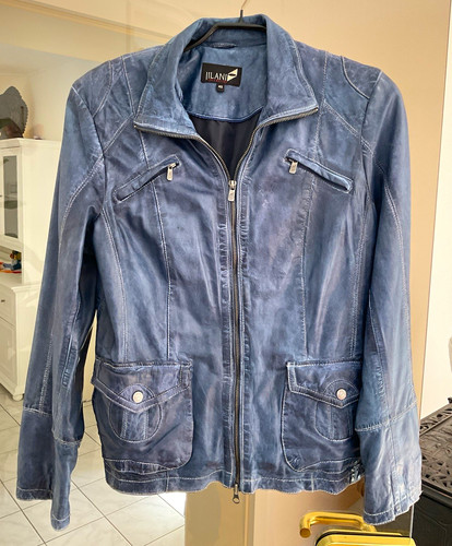 Jilani damen lederjacke blau - damen,