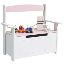 AIYAPLAY 2 in 1 Spielzeugkiste für Kinder mit Sicherheitsdeckel für Schlafzimmer, Kinderzimmer, rosa