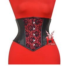unterbrustkorsett damen Waist Trainer corsage steel boned Schwarz Kunstleder Top