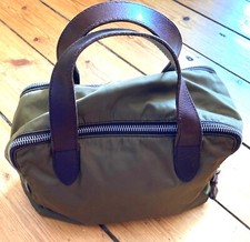 * Miu Miu elegante kleine Henkel Tasche oliv Stoff Leder *