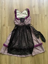 Festa Dirndl 60cm Größe 36 in violett kariert mit schwarzer Spitzen-Schürze