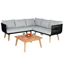 B-Ware Garten-Garnitur MCW-L30, Garnitur Sitzgruppe Sofa, Polster hellgrau
