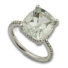 Grüner Amethyst Gold Ring 375 9 Kt Weißgold Goldring Edelstein Damen Wert 990,-