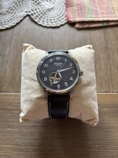 Automatik Armbanduhr aus Titan Boccia Titanium schwarzes Lederarmband