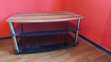 Fernsehtisch Nussbaumdekor, Glasregal und Metallständer
