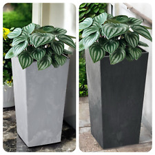 Blumenkübel Eckig Pflanzkübel Hoch in Betoneffekt Blumentopf Einsatz 6 Größen