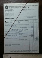 Streuber Herford SUL Verzinkerei Eisen Fabrik Hobbock Rechnung 1936 Werbung  728
