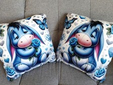 1 Kissen Winnie Pooh Eeyore I-Aah Esel Baby blaue Rose 45 x 45cm  NEU
