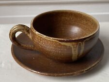 Tee Henkel Tasse ☕️ Ø 10 cm & Teller 16 Töpferarbeit Keramik Handarbeit braun