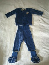 Steiff GOTS Baby Anzug mit Jacke, Hose & Schuhe Größe 68 Neuwertig in blau
