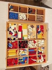 LEGO Holzkiste  1960er Jahren – Viele Steine & Baupläne, Deckel beschädigt
