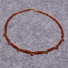 Hessonit Halskette, 925er Silber, Edelsteinhalskette (K2232), Granat, Rarität