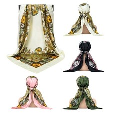 90x90cm Satin Seide Schal Damen Retro Paisley Print Halstuch Tuch Vintage