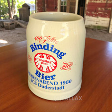 BIERKRUG STEINGUT 100 JAHRE BINDING BIER HERRENABEND 1980 DUDERSTADT 0,5L HUMPEN