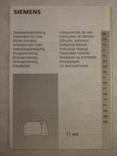 alte Bedienungsanleitung Siemens TT 442 Toaster mehrsprachig