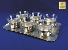 Seltene Original WMF Chromargan Teeglas Garnitur 6 Teegläser mit Tablett Vintage